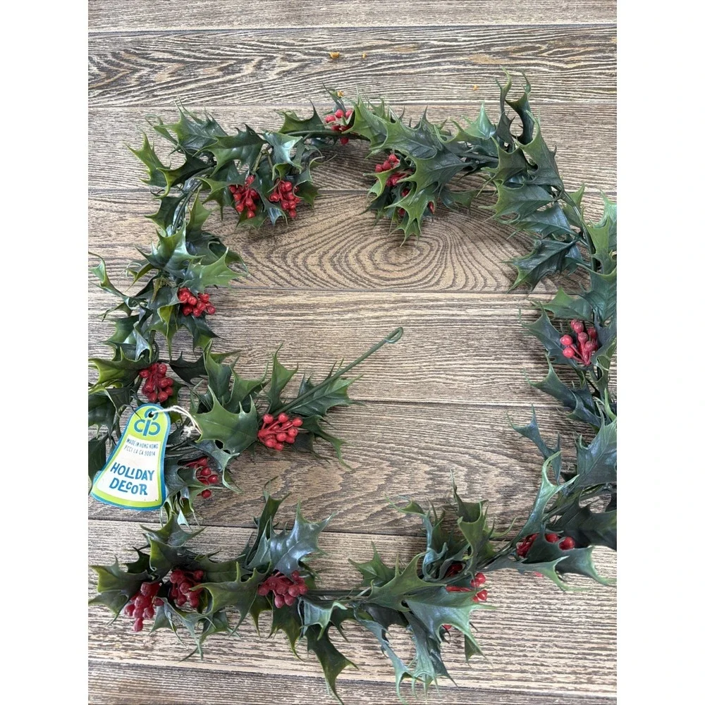 VTG Mid Century Holly Berry Plastic Modern Holiday Decor 1 Strand Colorful Trim